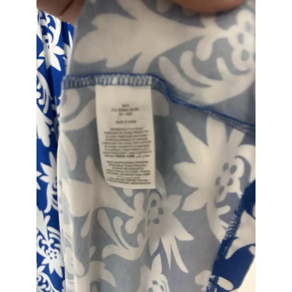 Boden Dress 16 18 Blue Floral Maxi Long Aline Vneck Sleeveless Stretch Jersey